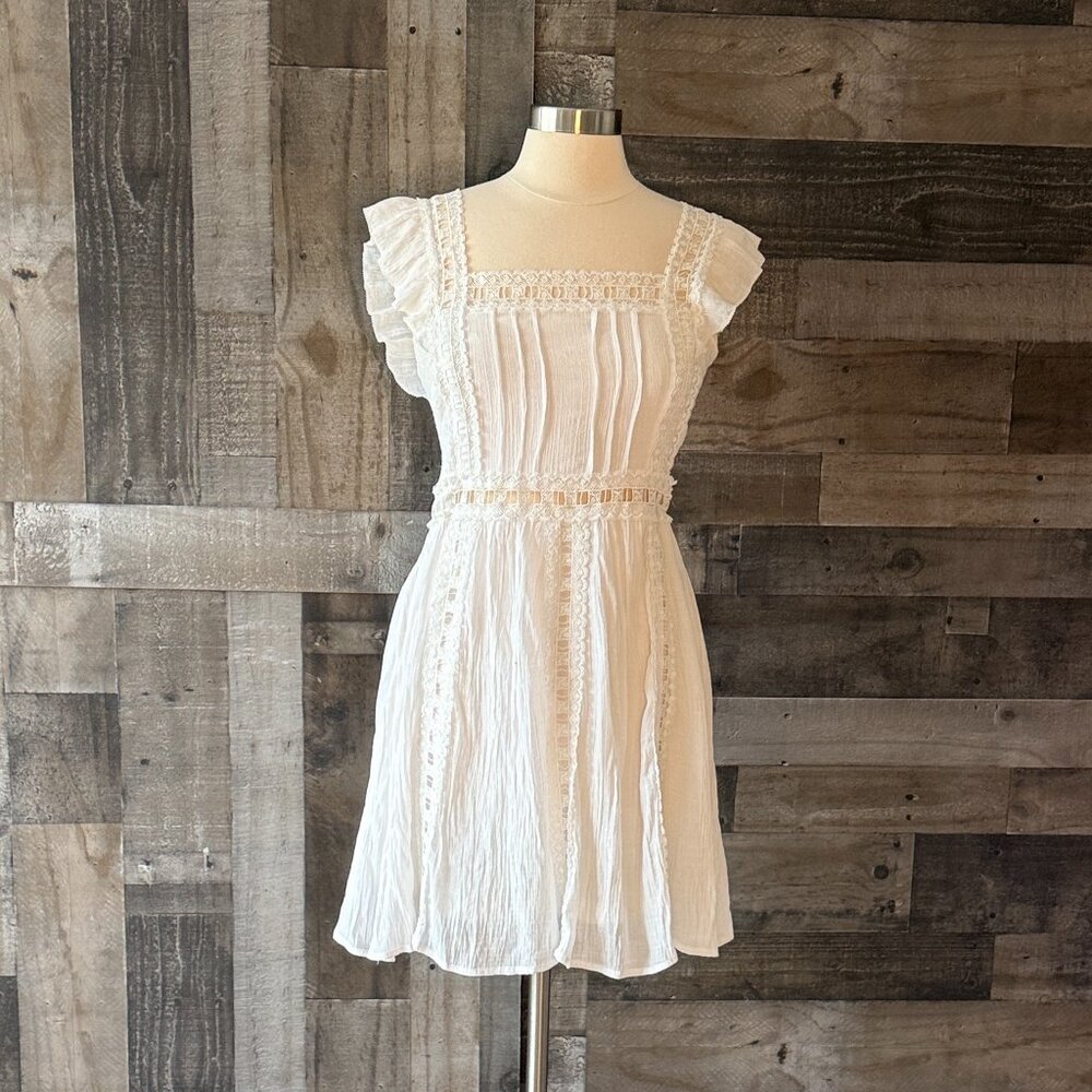 Anthropologie Entro white lace dress medium angelic cottagecore festival boho - Picture 1 of 11